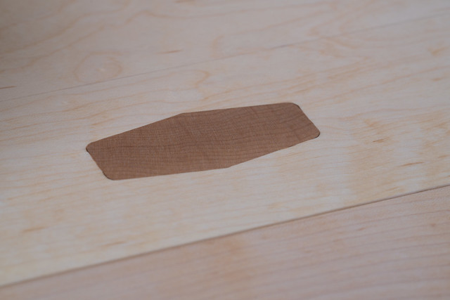 A close up of one of the hexagonal through tenon